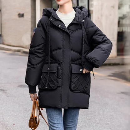 MonAmi - Parka Winterjacke Damen mit Kapuze und Taschen, warm gefüttert und stylisch