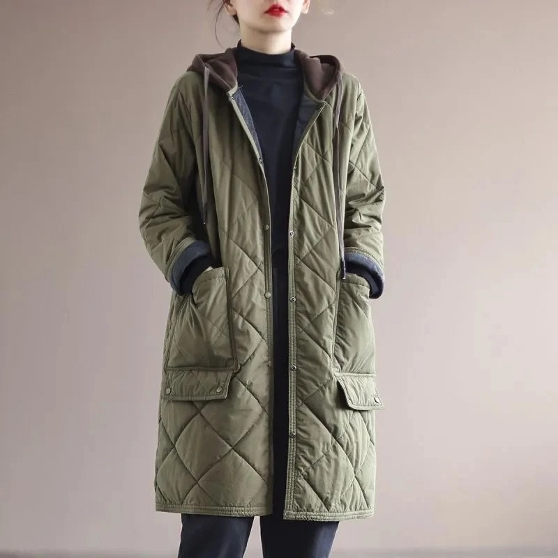 Wintera - Lange Gesteppte Jacke für Damen mit Kapuze und Taschen im Oversize-Look