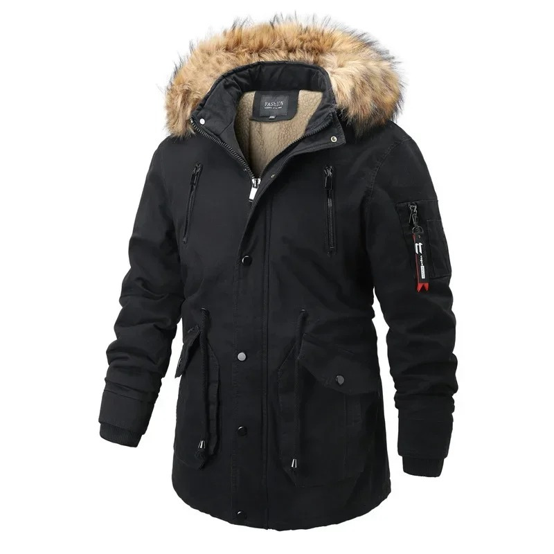 Polarn - Parka Winterjacke Herren mit Fellkapuze und wasserabweisendem Material