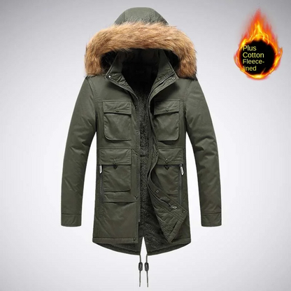 Waldark - Parka Winterjacke Herren mit Fellkapuze, Fleecefutter und mehreren Taschen