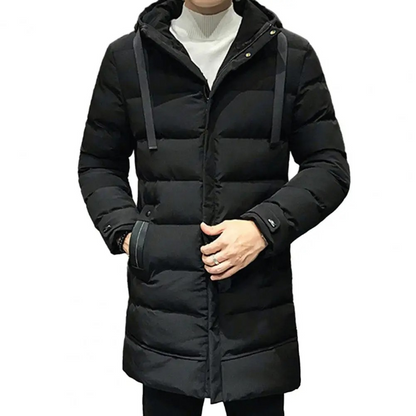 Brenlox - Puffer Jacke Herren - Lange Winterjacke mit Kapuze und Windschutz