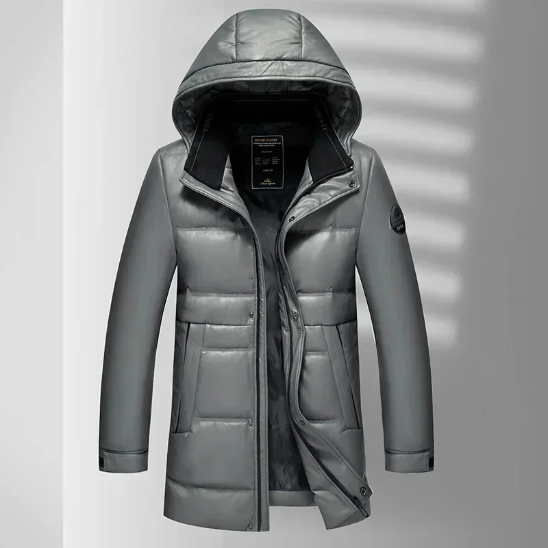 Winteru - Daunenjacke Herren Lang mit Kapuze – Winddichte Winterjacke, Wärmend