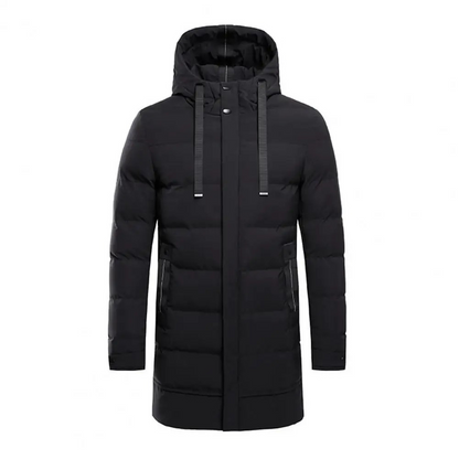 Valtron - Puffer Jacke Herren - Lange Winterjacke mit Kapuze und Windschutz