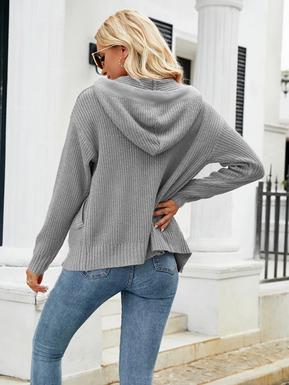 Celine & Mason Damen Strickkapuzenjacke – Lässiger Strickpullover mit Reißverschluss