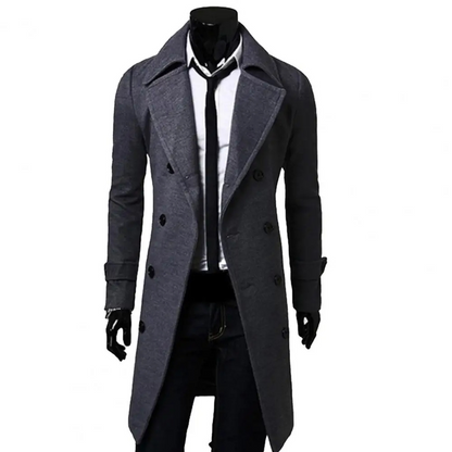 Vintrom - Mantel Jacke Herren – Langer Doppelreiher Trenchcoat, Klassischer Wintermantel