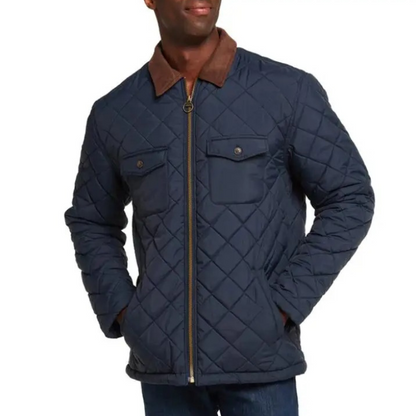 Apleron - Steppjacke Herren mit Reißverschluss – Übergangsjacke mit Cordkragen und Taschen