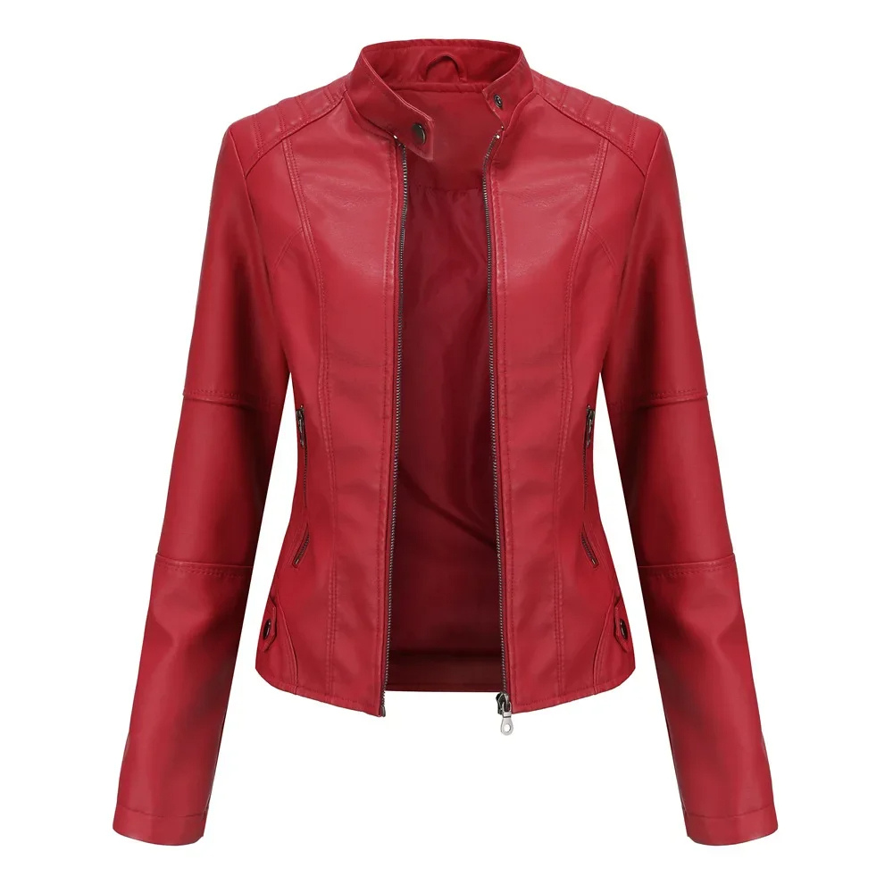 Rellena - Lederjacke Damen - Elegante Jacke mit Stehkragen und Reißverschlussdesign