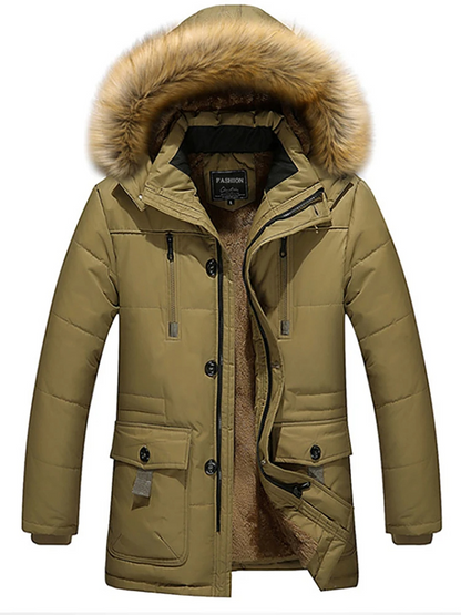 Windtek - Parka Winterjacke Herren mit Fellkapuze, warmem Futter und Reißverschlusstaschen