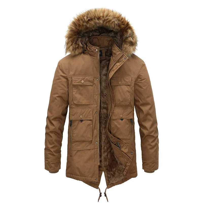 Traxmen - Parka Winterjacke Herren mit Fellkapuze, warmem Innenfutter und Fronttaschen