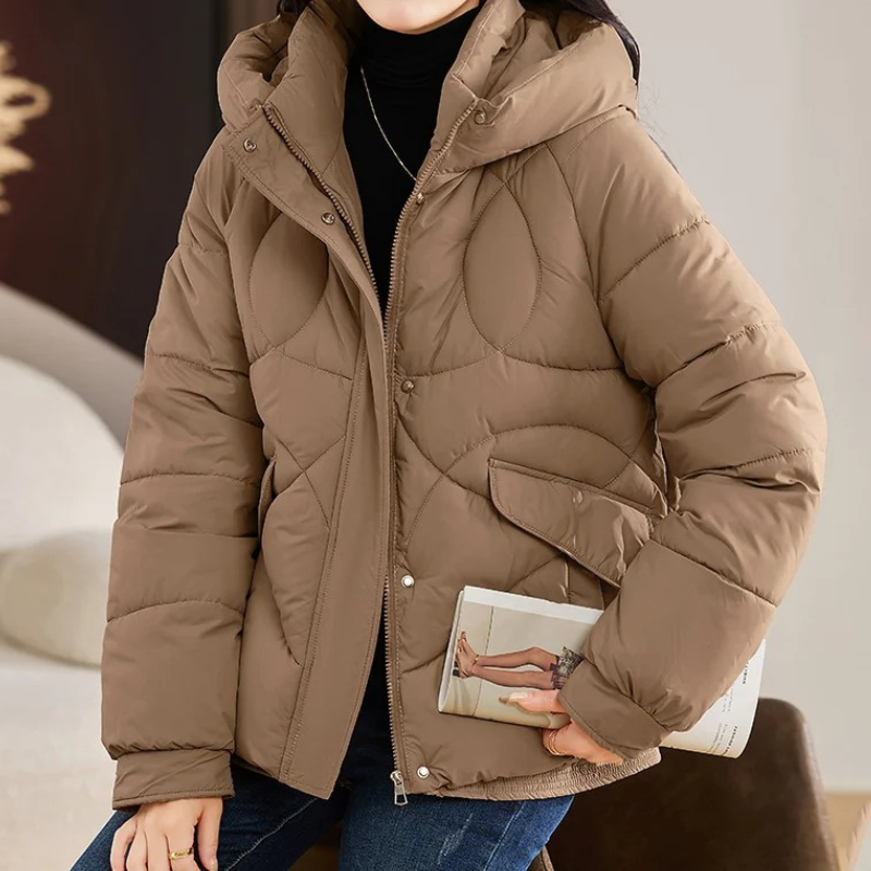 ChicZen - Damenmantel Jacke - Stepp Winterjacke mit Kapuze und Reißverschluss