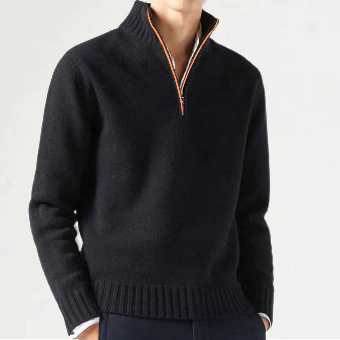 Carter & Mason Herren Half-Zip Wollpullover – Lässiger Strickpullover Jumper