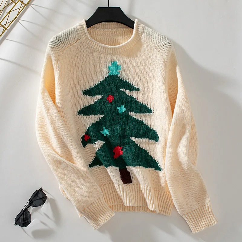 Noelux - Weihnachtspullover mit Tannenbaum-Motiv und weichem Strickmaterial