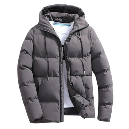 Snowven - Pufferjacke Herren – Winterjacke mit Kapuze und Reißverschluss