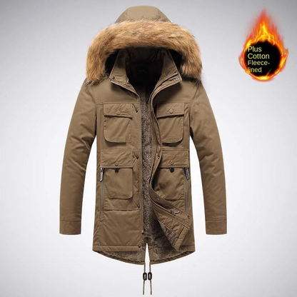 Waldark - Parka Winterjacke Herren mit Fellkapuze, Fleecefutter und mehreren Taschen