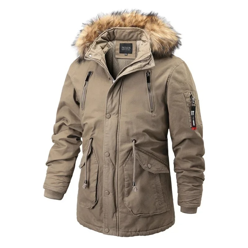 Polarn - Parka Winterjacke Herren mit Fellkapuze und wasserabweisendem Material