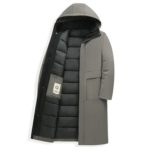 Warmore - Langer Wintermantel Herren - Wärmender Parka mit Kapuze und Taschen