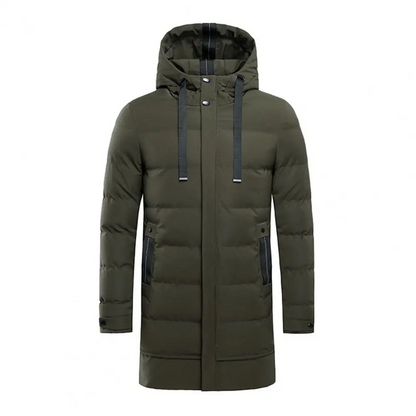 Valtron - Puffer Jacke Herren - Lange Winterjacke mit Kapuze und Windschutz