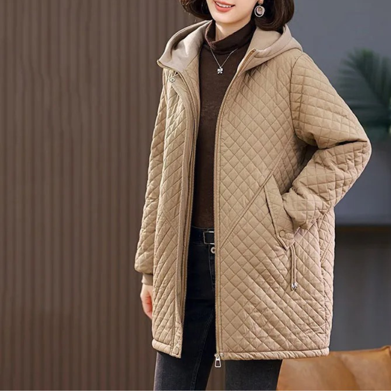 Steppna - Damen Gesteppte Jacke mit Kapuze und Fleece-Futter, Wintermantel