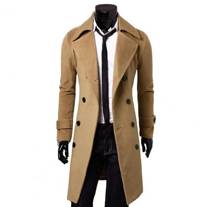 Vintrom - Mantel Jacke Herren – Langer Doppelreiher Trenchcoat, Klassischer Wintermantel