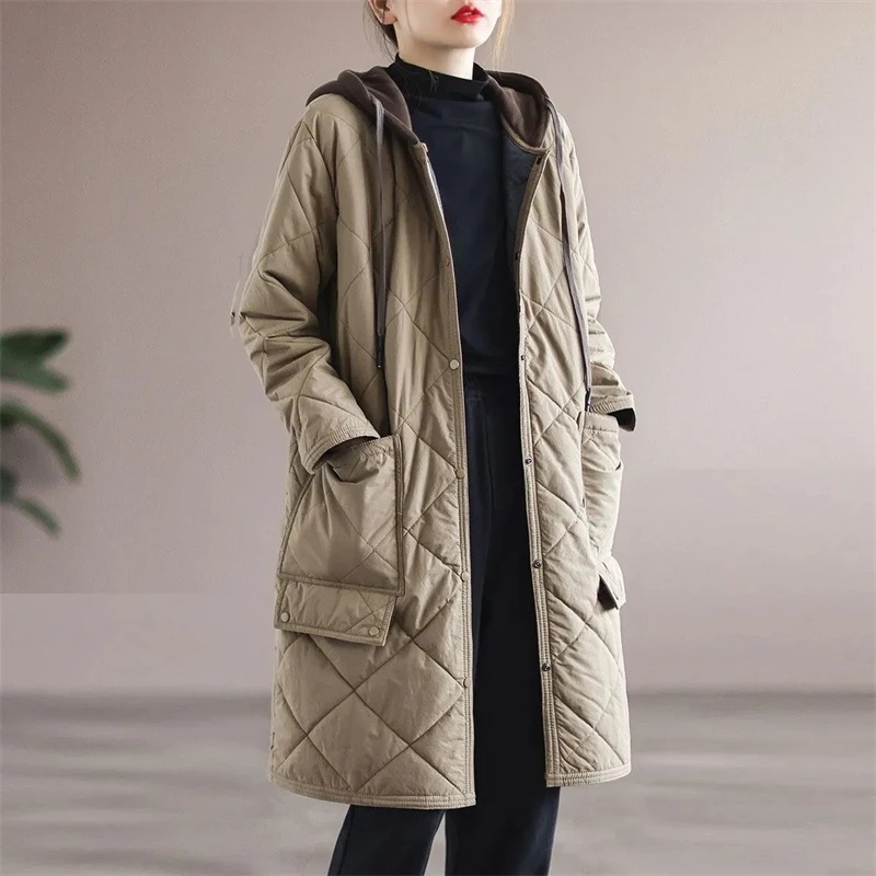 Wintera - Lange Gesteppte Jacke für Damen mit Kapuze und Taschen im Oversize-Look