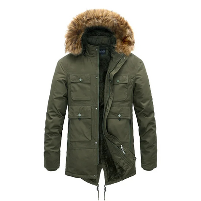 Traxmen - Parka Winterjacke Herren mit Fellkapuze, warmem Innenfutter und Fronttaschen