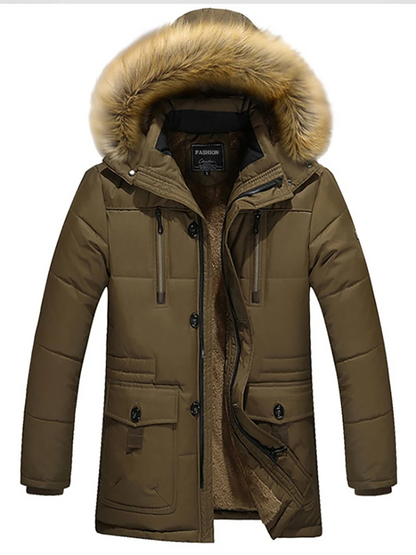 Windtek - Parka Winterjacke Herren mit Fellkapuze, warmem Futter und Reißverschlusstaschen