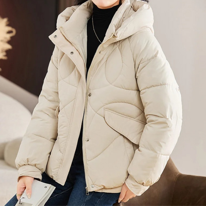 ChicZen - Damenmantel Jacke - Stepp Winterjacke mit Kapuze und Reißverschluss