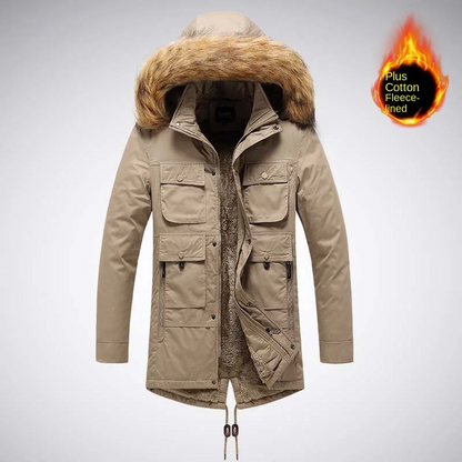 Waldark - Parka Winterjacke Herren mit Fellkapuze, Fleecefutter und mehreren Taschen