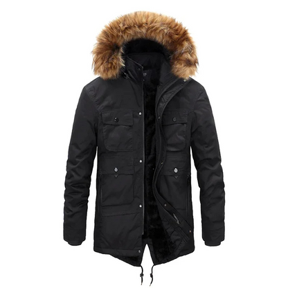 Traxmen - Parka Winterjacke Herren mit Fellkapuze, warmem Innenfutter und Fronttaschen