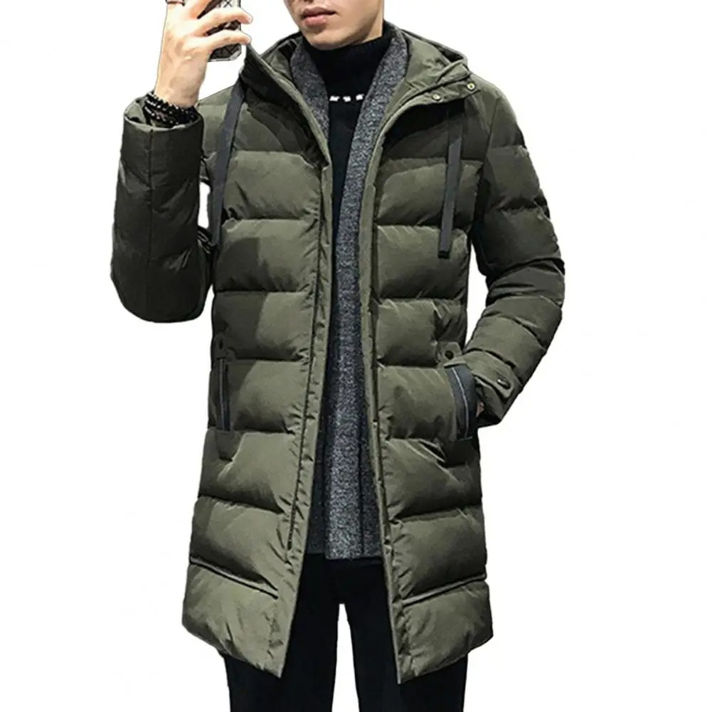 Brenlox - Puffer Jacke Herren - Lange Winterjacke mit Kapuze und Windschutz