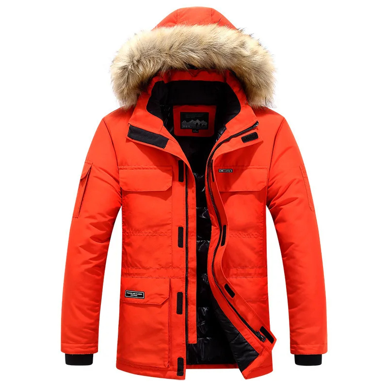 Polster - Parka Winterjacke Herren mit Kapuze, Fellkragen und wasserabweisendem Design