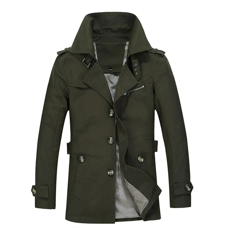 Charman - Langer Mantel Herren – Eleganter Trenchcoat mit Knopfleiste