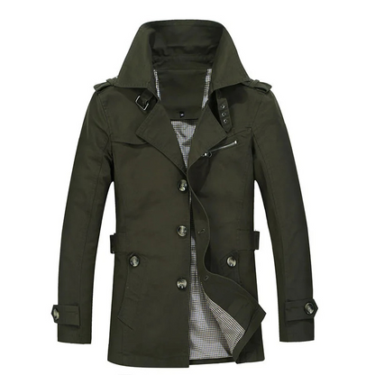 Charman - Langer Mantel Herren – Eleganter Trenchcoat mit Knopfleiste