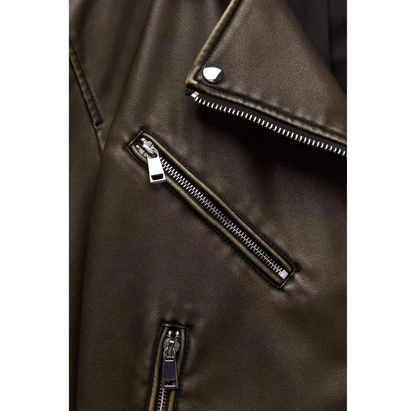 Stylera - Lederjacke Damen - Bikerjacke mit Gürtel und Reißverschluss-Taschen