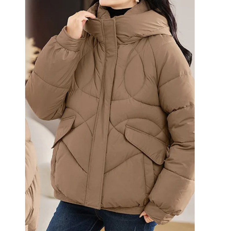 ChicZen - Damenmantel Jacke - Stepp Winterjacke mit Kapuze und Reißverschluss