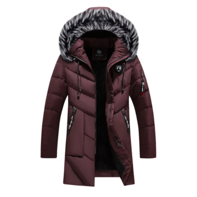 Nordfel - Mantel Herren Lang - Winterjacke mit Kapuze und Kunstpelzbesatz