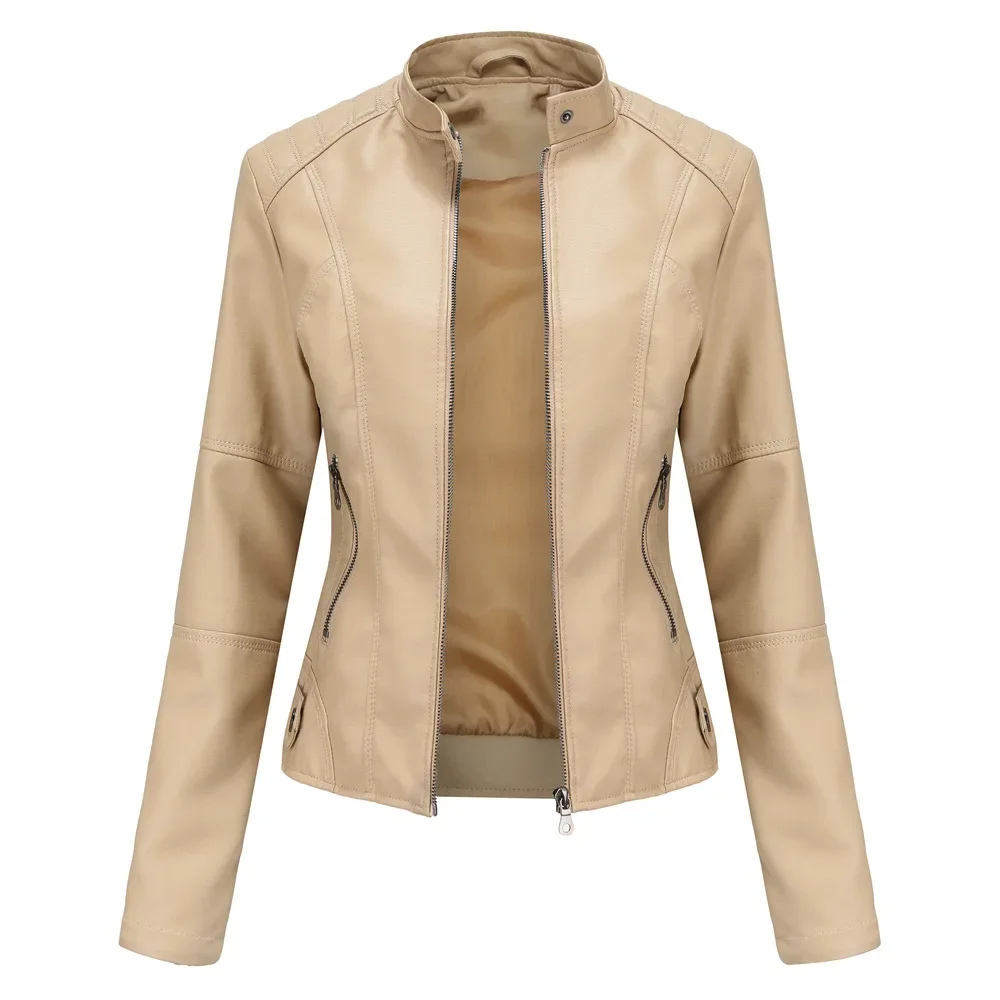 Rellena - Lederjacke Damen - Elegante Jacke mit Stehkragen und Reißverschlussdesign