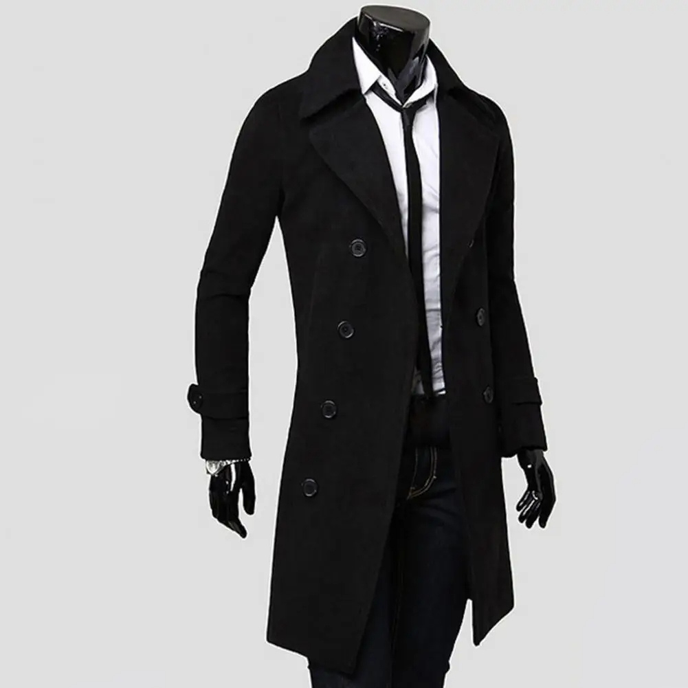 Vintrom - Mantel Jacke Herren – Langer Doppelreiher Trenchcoat, Klassischer Wintermantel