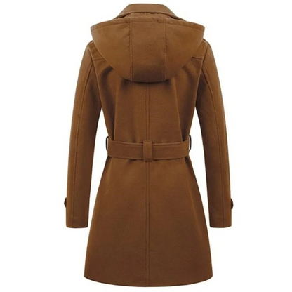 Sophira - Damenmantel Jacke - Klassischer Trenchcoat mit Gürtel und Kapuze