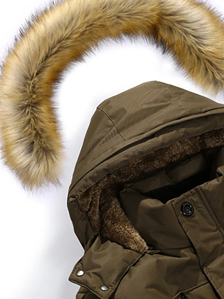 Windtek - Parka Winterjacke Herren mit Fellkapuze, warmem Futter und Reißverschlusstaschen