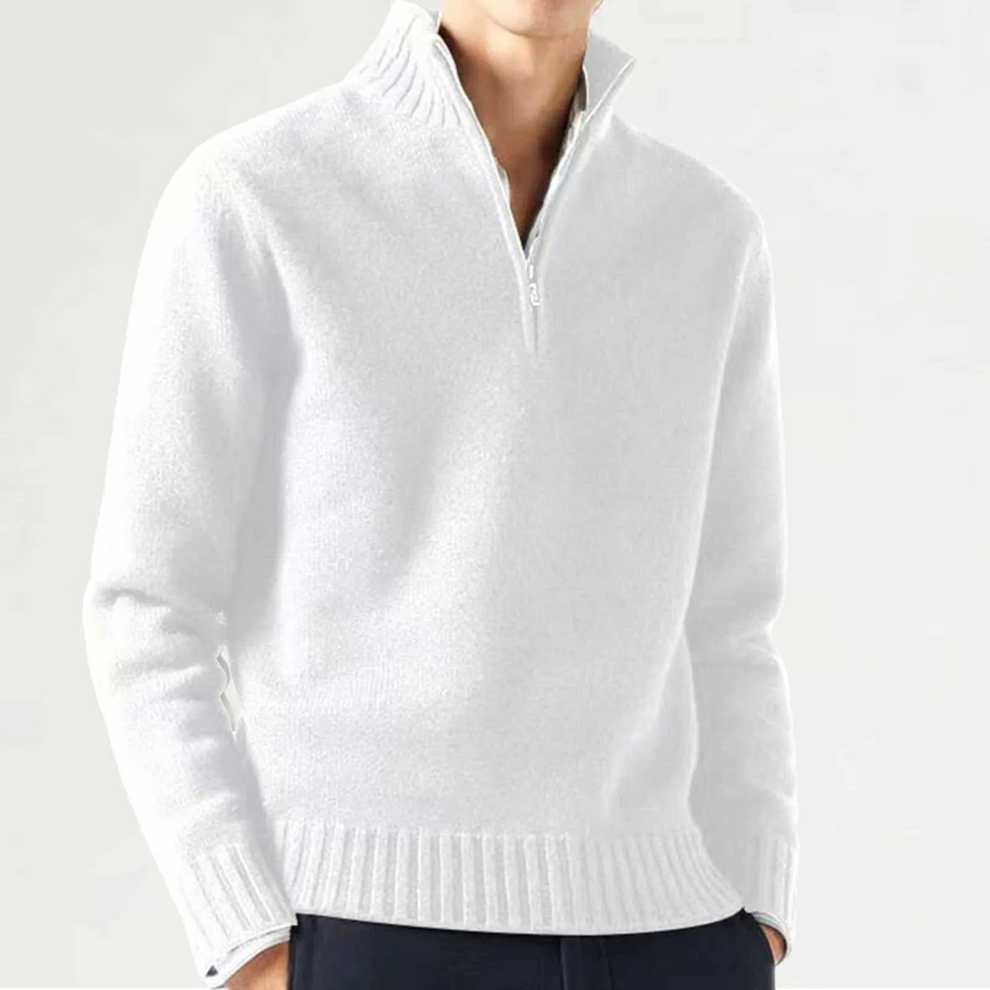 Carter & Mason Herren Half-Zip Wollpullover – Lässiger Strickpullover Jumper