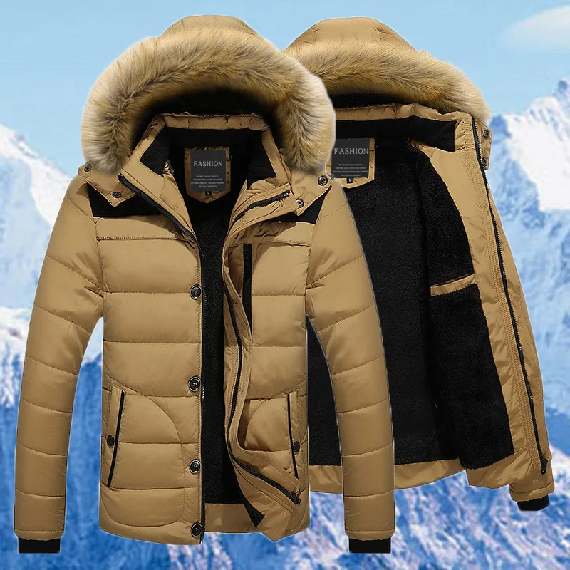 Bergman - Parka Winterjacke Herren mit Kapuze, Fellkragen und wasserabweisendem Material