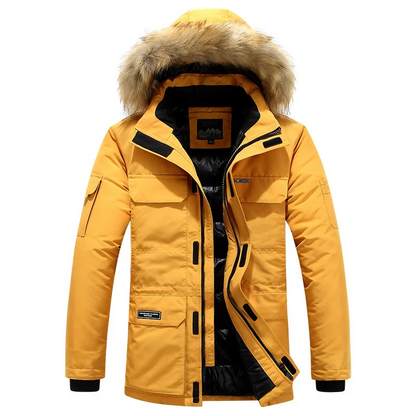 Polster - Parka Winterjacke Herren mit Kapuze, Fellkragen und wasserabweisendem Design