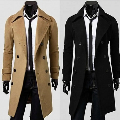 Vintrom - Mantel Jacke Herren – Langer Doppelreiher Trenchcoat, Klassischer Wintermantel