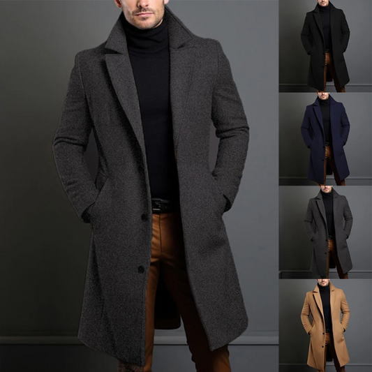 Urbanex - Mantel Jacke Herren Lang – Eleganter Wollmantel für Winter, Klassischer Schnitt