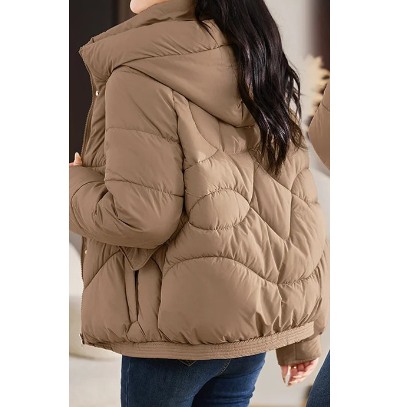 ChicZen - Damenmantel Jacke - Stepp Winterjacke mit Kapuze und Reißverschluss