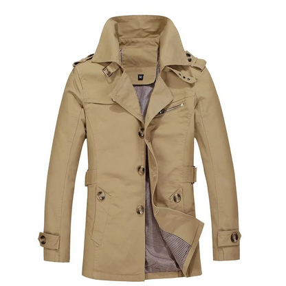 Charman - Langer Mantel Herren – Eleganter Trenchcoat mit Knopfleiste