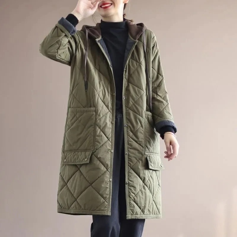 Wintera - Lange Gesteppte Jacke für Damen mit Kapuze und Taschen im Oversize-Look