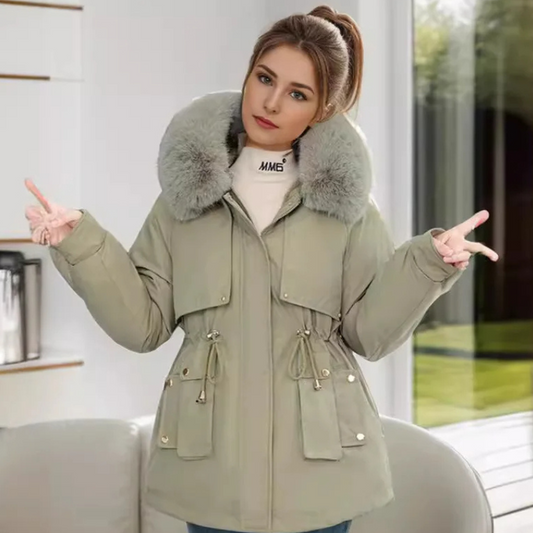 MonAmi - Parka Winterjacke Damen - Warme Jacke mit Kunstfellkragen und Kapuze