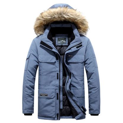 Polster - Parka Winterjacke Herren mit Kapuze, Fellkragen und wasserabweisendem Design